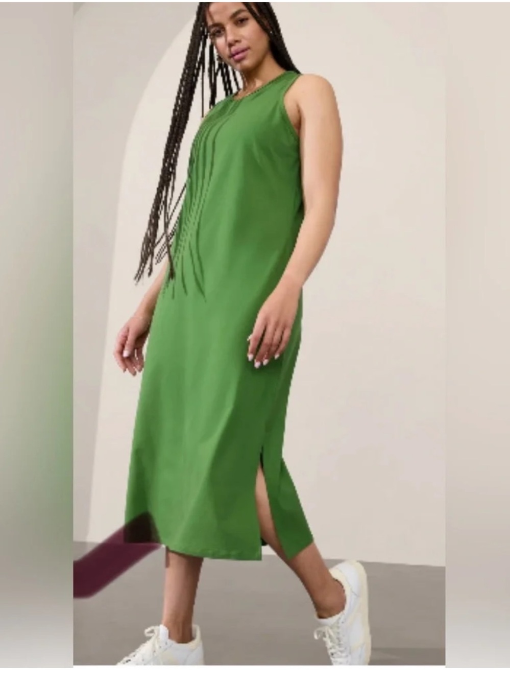 Athleta Essentials Midi Dress in Baja Green